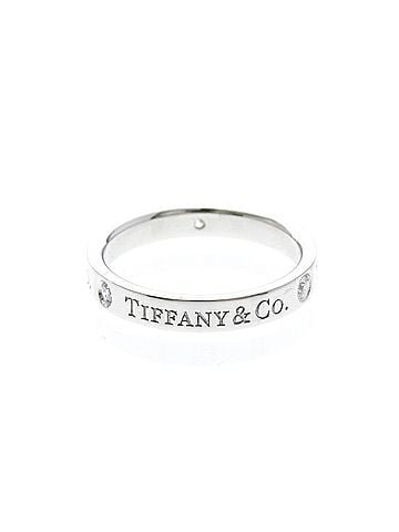 Tiffany & Co. Tiffany Flat Band Ring With 3 Diamonds Platinum Fashion Diamond Band Ring Silver (view 1)