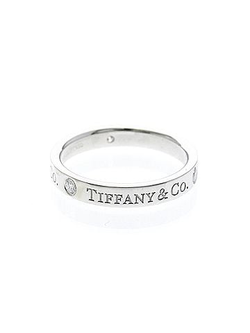 Tiffany & Co. Tiffany Flat Band Ring With 3 Diamonds Platinum Fashion Diamond Band Ring Silver (view 2)
