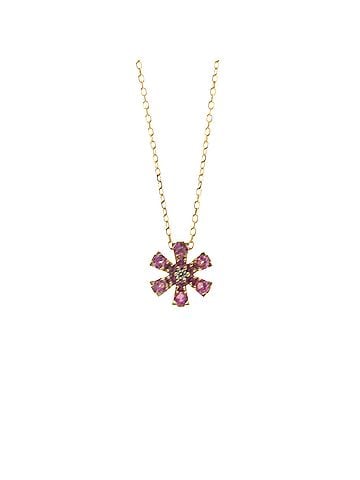 Ponte Vecchio Ponte Vecchio Flower Necklace Pink Gold (18K) Color Stone Men,Women Fashion Pendant Necklace (Pink Gold) (view 1)