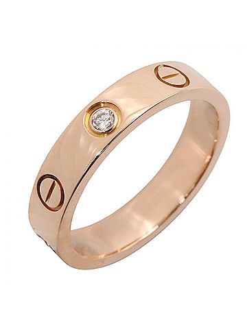 Cartier Cartier Mini Love Ring 1PD Ring, Jewelry, 18KPG (Pink Gold), Diamond, Women's, Gold Tone, Clear B4050700 (view 1)