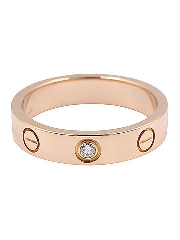 Cartier Cartier Mini Love Ring 1PD Ring, Jewelry, 18KPG (Pink Gold), Diamond, Women's, Gold Tone, Clear B4050700 (view 2)
