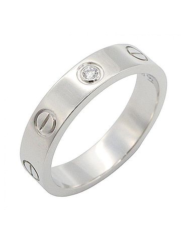 Cartier Cartier Mini Love Ring 1PD Ring, Jewelry, 18KWG (White Gold), Diamond, Women's, Silver/Clear Tone, B4050500 (view 1)
