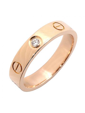 Cartier Cartier Mini Love Ring 1PD Ring, Jewelry, 18KPG (Pink Gold), Diamond, Women's, Gold Tone, Clear B4050700 (view 1)