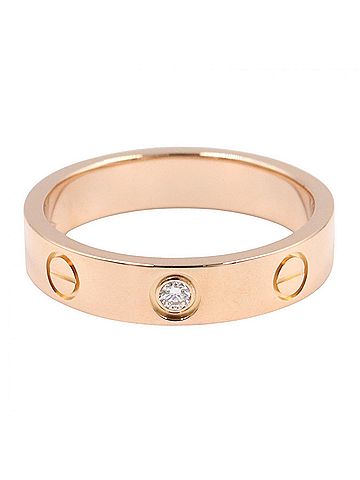Cartier Cartier Mini Love Ring 1PD Ring, Jewelry, 18KPG (Pink Gold), Diamond, Women's, Gold Tone, Clear B4050700 (view 2)
