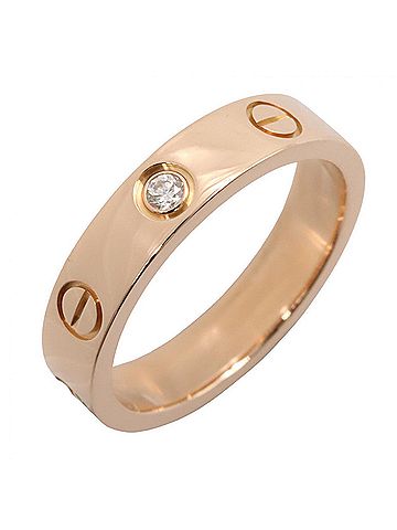 Cartier Cartier Mini Love Ring 1PD Ring, Jewelry, 18KPG (Pink Gold), Diamond, Women's, Gold Tone, Clear B4050700 (view 1)