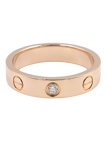 Cartier Cartier Mini Love Ring 1PD Ring, Jewelry, 18KPG (Pink Gold), Diamond, Women's, Gold Tone, Clear B4050700 (view 2)