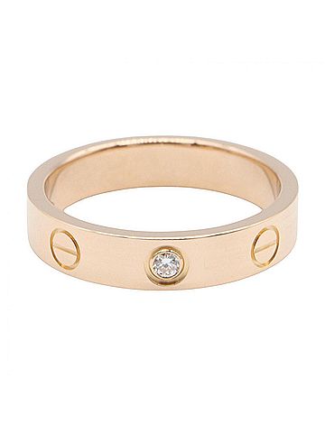 Cartier Cartier Mini Love Ring 1PD Ring, Jewelry, 18KPG (Pink Gold), Diamond, Women's, Gold Tone, Clear B4050700 (view 2)
