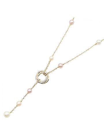 Cartier Cartier pearl necklace. Available in 18K (yellow gold), 18KWG (white and 18KPG (pink gold). Features pearls gold, silver, white tones. (view 1)