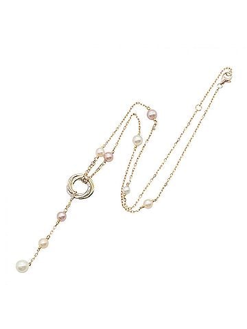 Cartier Cartier pearl necklace. Available in 18K (yellow gold), 18KWG (white and 18KPG (pink gold). Features pearls gold, silver, white tones. (view 2)