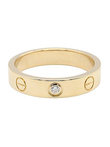 Cartier Cartier Mini Love Ring 1PD Ring, 18K (Yellow Gold) Diamond, Women's, Gold Tone, Clear B405100 (view 2)
