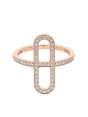 Hermès Hermes Ever Chaine d'Ancre PM Ring with 59 Diamonds (0.24ct total), 18K Pink Gold. (view 1)