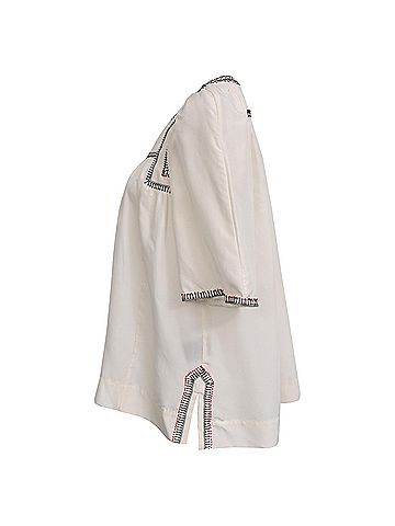 Isabel Marant Isabel Marant Étoile Short-Sleeved Embroidered Blouse in White Silk (view 2)