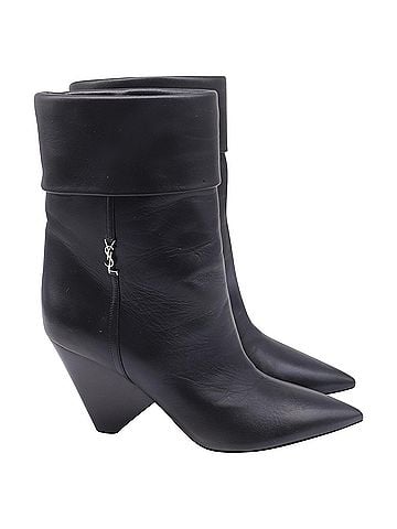 Saint Laurent Saint Laurent Niki 85 Wedge Ankle Boots in Black Leather (view 2)