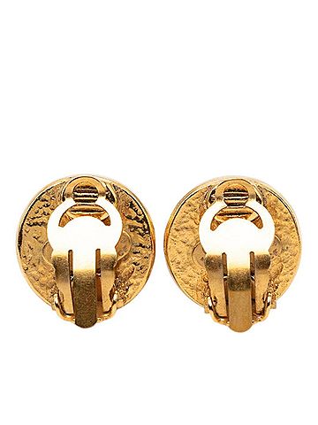 Chanel Chanel Coco Mark Vintage Earrings 94A Gold Faux Pearl Plated Women's CHANEL (view 2)