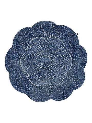 Chanel Chanel Large Camellia Denim-Style Brooch, Blue, Women's CHANEL (view 1)