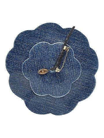 Chanel Chanel Large Camellia Denim-Style Brooch, Blue, Women's CHANEL (view 2)