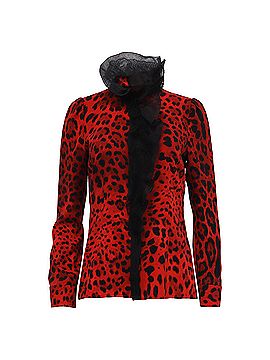 Dolce & Gabbana Dolce &amp; Gabbana Leopard-Print Blouse in Red Silk (view 1)