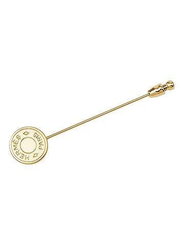 Hermès Hermes Sellier Pin Brooch, Gold Plated, Women's (view 1)