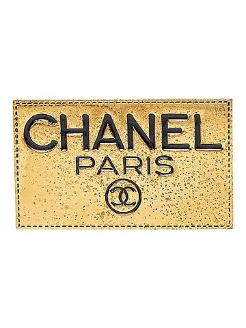 Chanel Chanel Logo Plate Brooch, Gold Plated, Women's CHANEL (view 1)