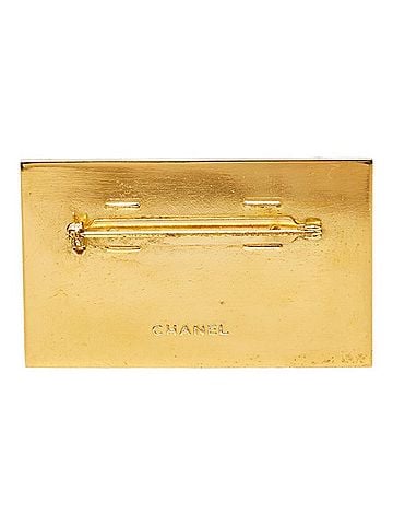 Chanel Chanel Logo Plate Brooch, Gold Plated, Women's CHANEL (view 2)
