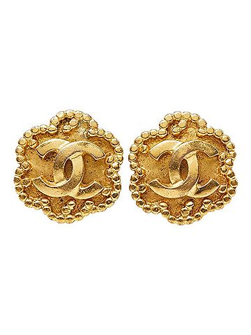 Chanel Chanel Coco Mark Flower Motif Vintage Earrings 96A Gold Plated Women's CHANEL (view 2)