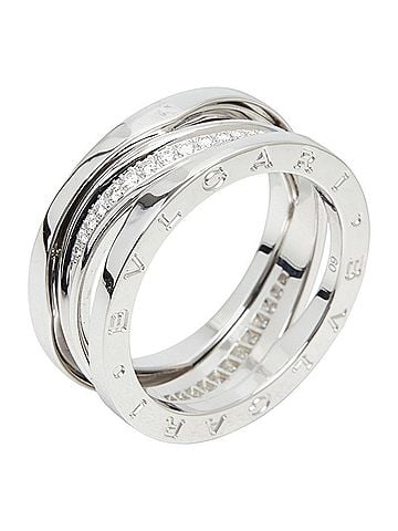 Bvlgari Bulgari 18KWG White Gold 750 Diamond B-zero1 Legend Ring, Size #60, Men's BVLGARI 1 (view 1)
