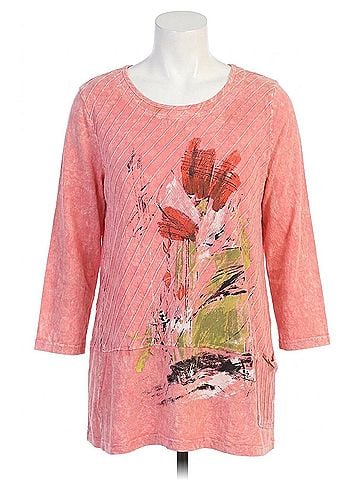 Jess & Jane Celine Mineral Washed Contrast Cotton Tunic in Pink (view 1)