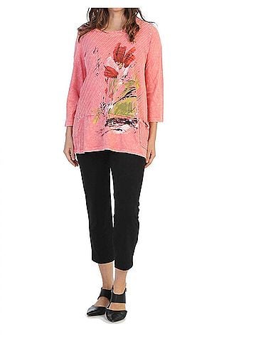 Jess & Jane Celine Mineral Washed Contrast Cotton Tunic in Pink (view 2)