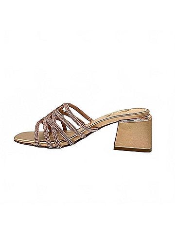 exe Women's Carmen Block Heeled Evening Sandal in Champagne (view 2)