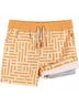 Andy & Evan Plaid Orange Boy's Stretch Lined Board Shorts Size 14 - photo 3