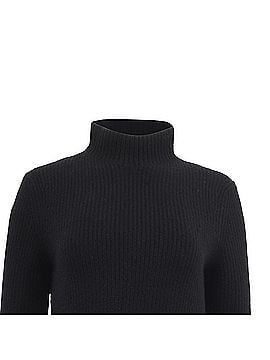 Theory Theory Ribbed-Knit Mock Neck Sweater in Black Cashmere (view 2)