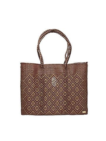 Lolas Collection Women's Travel Handmade Aztec Tote Bag With Clutch in Burgundy/Gold (view 1)