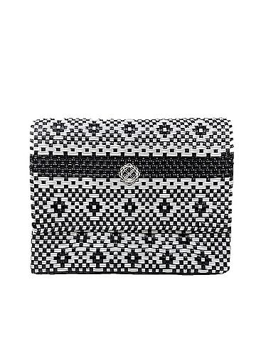 Lolas Collection Women's Handmade Aztec Stripe Long Metal Chain Strap Crossbody Bag in Black (view 1)