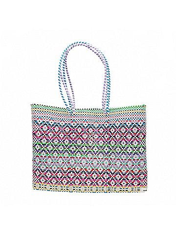 Lolas Collection Women's Travel Woven Patterned Tote Bag With Clutch in Pink Multi (view 1)