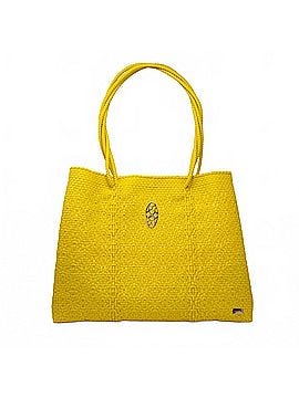 Lolas Collection Women's Travel Woven Tote Bag With Clutch in Yellow (view 2)