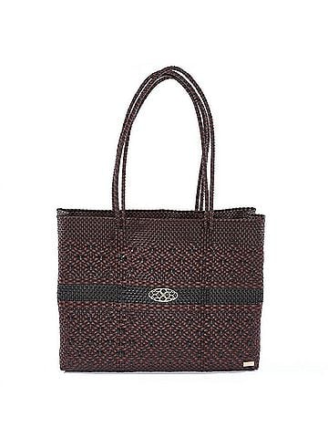 Lolas Collection Women's Medium Handmade Aztec Stripe Regular Strap Tote Bag in Burgundy/Black (view 1)
