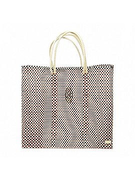 Lolas Collection Women's Medium Woven Checkered Regular Strap Tote Bag in Beige Multi (view 1)