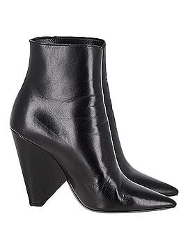 Saint Laurent Saint Laurent Pyramid-Heeled Ankle Boots in Black Leather (view 1)
