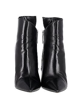 Saint Laurent Saint Laurent Pyramid-Heeled Ankle Boots in Black Leather (view 2)