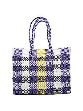 Lolas Collection Women's Travel Woven Tote Bag With Clutch in Purple/Yellow (view 1)