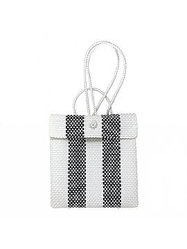 Lolas Collection Women's Medium Woven Striped Backpack in White/Black (view 1)