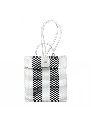 Lolas Collection Women's Medium Woven Striped Backpack in White/Black (view 1)