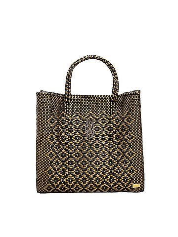 Lolas Collection Women's Medium Handmade Aztec Shoulder Strap Tote Bag in Gold/Black (view 1)