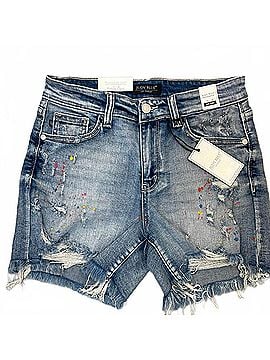 Judy Blue Mid-Rise Rainbow Paint Splash Cut Off Shorts in Blue (view 1)