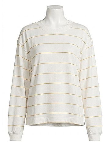 Free People Printed Hustle Layer Awning Long Sleeve Top in Striped Ivory (view 1)
