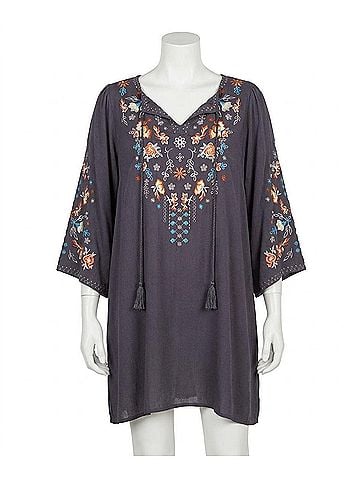 Umgee Embroidered Shift Dress - Plus in Slate (view 1)
