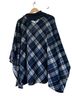 Fervour Plaid Blue White Black Poncho Size M - photo 2