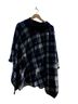 Fervour Plaid Blue White Black Poncho Size M - photo 1