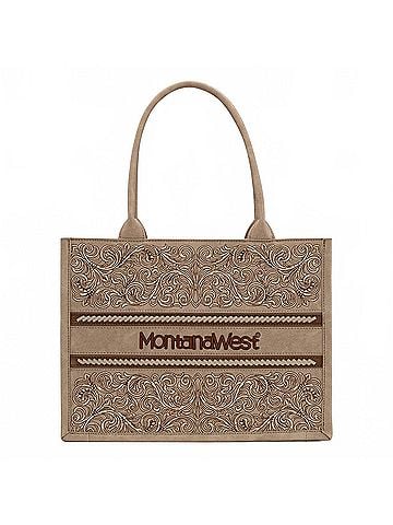 Montana West Embroidered Collection Concealed Carry Purse in Tan (view 1)