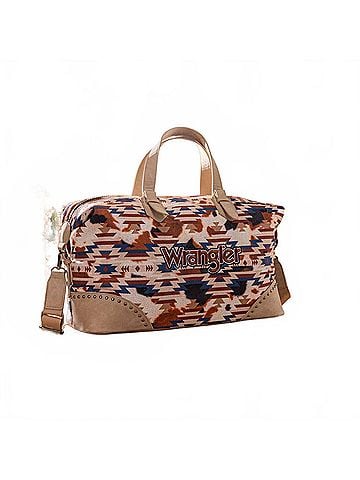 Wrangler Jeans Co Aztec Print Duffle Crossbody Bag in Khaki (view 1)